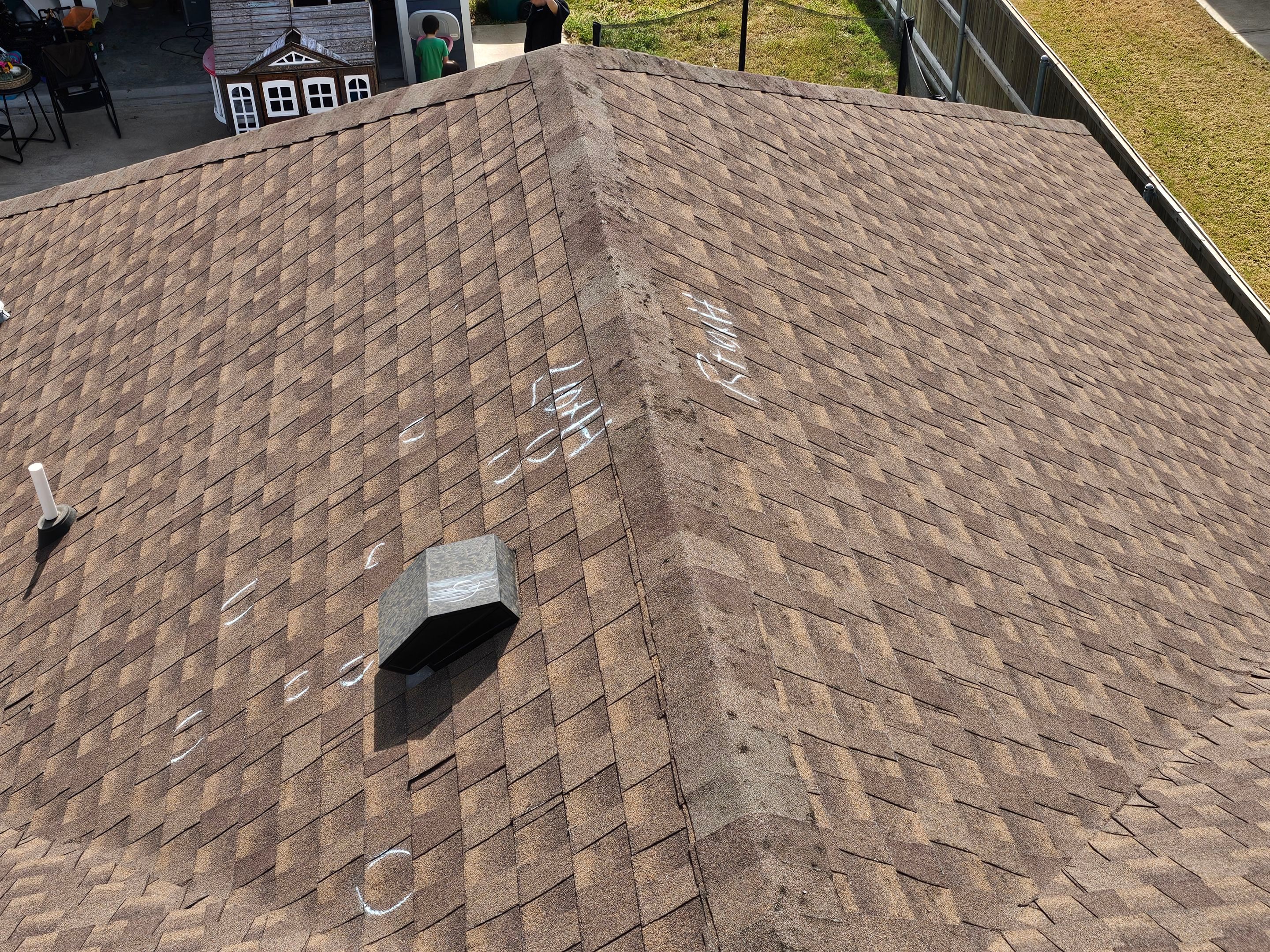Hail damaged shingle roof in DFW requiring insurance claim